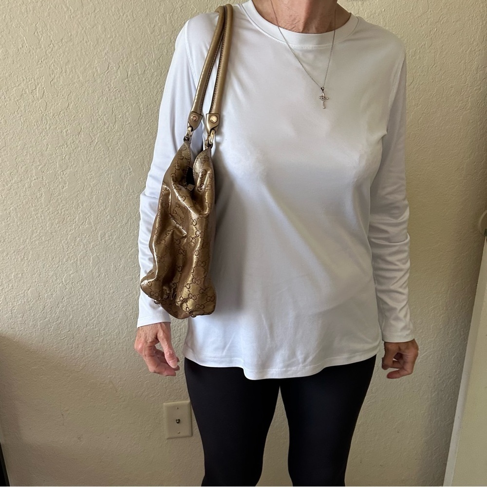 💎AUTHENTIC Gucci GG Crystal Coated Canvas Abbey D-Ring hobo Shoulder Bag 💎 - Picture 13 of 16